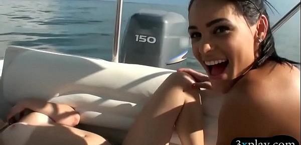  Two slutty girls in bikini nasty 4way sex on speedboat